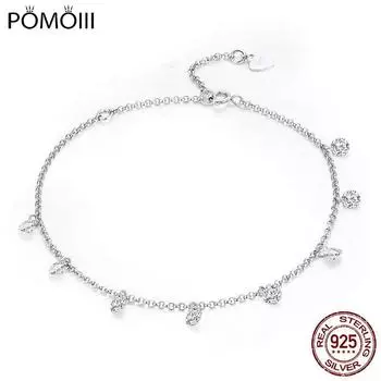 BAMOER 925 пробы стерлингового серебра простые геометрические кристаллы фианиты звенья цепи браслеты и браслеты для женщин подлинные серебряные ювелирные изделия SCB103