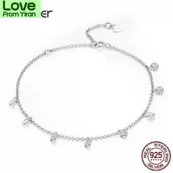 Bamoer 925 пробы стерлингового серебра простые геометрические кристаллы Cz звенья цепи браслеты и браслеты для женщин подлинные серебряные ювелирные изделия Scb103