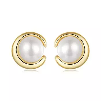 BAMOER 925 пробы стерлингового серебра жемчуг серьги-гвоздики пресноводный жемчуг для женщин изящные вечерние аксессуары позолоченные ювелирные изделия 0.8cm серебряный