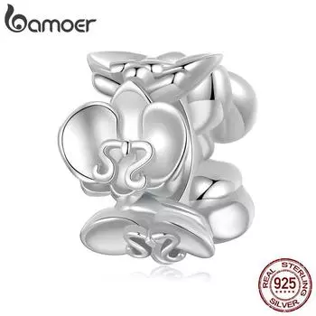 BAMOER 925 стерлингового серебра фаленопсис шарм благородный и элегантный модные ювелирные изделия подходит женщинам девушкам браслет своими руками подарок 10*6mm серебряный