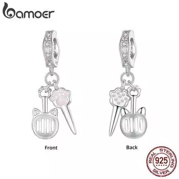 Bamoer 925 стерлингового серебра милый комплект для питомцев подвеска-шарм подходит для оригинального браслета и ожерелий ювелирные изделия своими руками 925 бусины Bamoer 24*14mm серебряный
