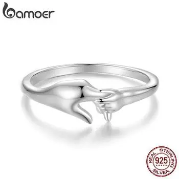 BAMOER 925 стерлингового серебра семейное кольцо вечные семейные узы кольцо позолоченное белое золото для женщин ювелирные изделия 1.5mm серебряный