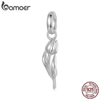 BAMOER 925 стерлингового серебра тюльпан кулон Вечная любовь кулон подходит DIY браслет ожерелье для женщин ювелирные изделия 30*6mm серебряный