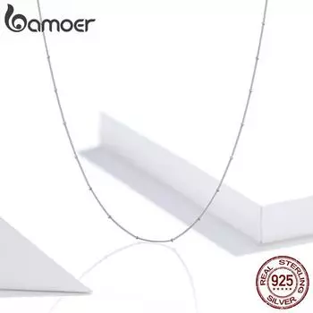 Bamoer Аутентичные 925 пробы из стерлингового серебра Essential с крошечными круглыми бусинами, ожерелье 45 см, ожерелья-цепочки Necklace