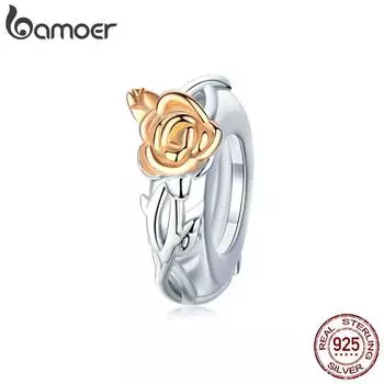 BAMOER Аутентичные подвески-разделители из стерлингового серебра 925 пробы с розами и цветами для браслета со змеей 3 мм и браслета «сделай сам» Silver
