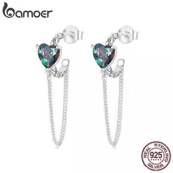 BAMOER Аутентичные серьги-гвоздики из стерлингового серебра 925 пробы для женщин и девочек-подростков, маленькие серьги-гвоздики в форме луны, серьги-гвоздики со звездами SCE1728