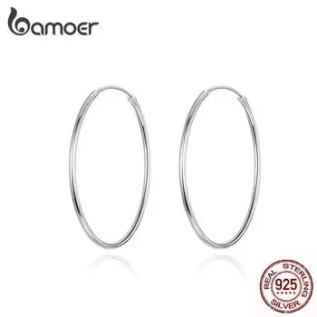 BAMOER Аутентичные серьги-гвоздики из стерлингового серебра 925 пробы простой линии уникальные для женщин SCE710 SCE71