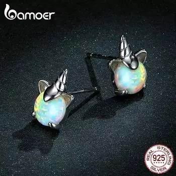 BAMOER Аутентичные серьги из стерлингового серебра 925 пробы, милые серьги с пони, оригинальный бренд