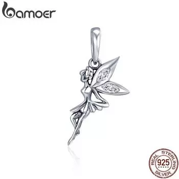 BAMOER Аутентичные Стерлингового Серебра 925 пробы Цветок Фея Подвески Подвески подходят Оригинальный Браслет DIY Ювелирные Изделия