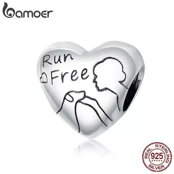Bamoer Аутентичные стерлингового серебра 925 пробы в форме сердца, подвеска для женщин, украшения из бисера для домашних животных, подходят для браслета или ожерелья со змеей диаметром 3 мм, ювелирные изделия своими руками серебряный