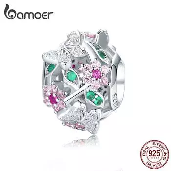 Ажурный цветочный шарм-бусина BAMOER из серебра 925 пробы Pendant