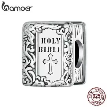 BAMOER Библейские очаровательные бусины для женщин, стерлингового серебра 925 пробы, начальные бусины, подходят для браслета, рождественские украшения, подарки SCC2675