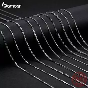 BAMOER Classic Basic Chain Регулируемая цепочка для ожерелья из стерлингового серебра 925 пробы с застежкой-лобстером D