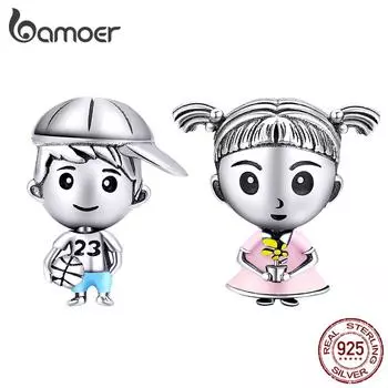 BAMOER Family Colleciton Sister & Brother, подвеска из стерлингового серебра 925 пробы, подходит для оригинального браслета со змеей Brother
