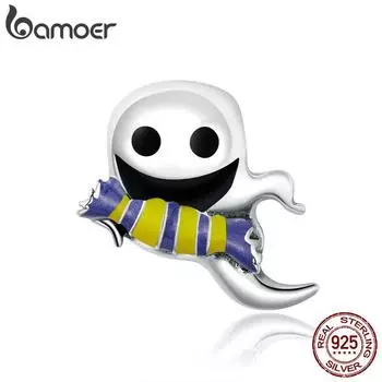 Bamoer Хэллоуин стерлингового серебра 925 пробы с фианитом «Кошелёк или жизнь» для детей, оригинальное призрачное изображение, подвеска для брендовых ювелирных изделий «сделай сам», изготовление ювелирных изделий 925 silver