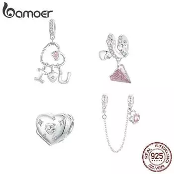 BAMOER I Love You подвески в виде сердца с буквами для браслетов, серебро 925 пробы, аксессуары для браслетов «сделай сам» BSC974