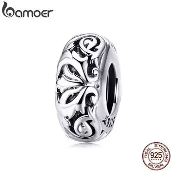 BAMOER из чистого серебра 925 пробы, металлические бусины с цветком лилии, милые теплые подарочные подвески, подходят для оригинального браслета, ожерелья