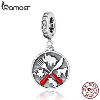 Bamoer из настоящего стерлингового серебра 925 пробы, подвеска «Не ешьте диких животных» для оригинального серебряного браслета и женского браслета «сделай сам» 925 silver
