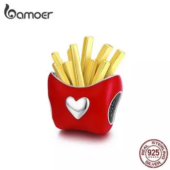 BAMOER из натурального серебра 925 пробы, хрустящая вкусная бусина-фри, уникальный интересный шарм, подвеска для женщин, подходит для оригинальных браслетов, ювелирных изделий 925 silver