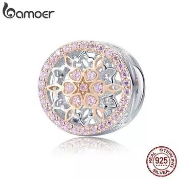 BAMOER из натурального серебра 925 пробы с цветущими бутонами, прозрачные бусины с кубическим цирконом, подвески, подходят для браслетов, сделай сам SCC923