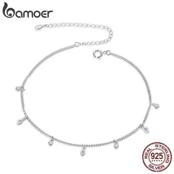 BAMOER из натурального серебра S925, простой браслет с кисточками, летний браслет с застежкой-лобстером для девочек, ювелирные изделия 925 silver серебряный