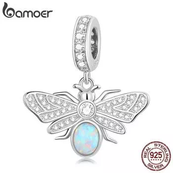 BAMOER из стерлингового серебра 925 пробы, блестящий кулон в виде светлячка, подходит для женщин, оригинальный браслет, новые модные изысканные подвески, изящные ювелирные изделия, подарок