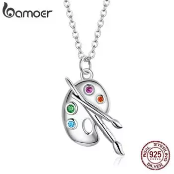 BAMOER из стерлингового серебра 925 пробы, цветовая палитра, ожерелье, цепочка с цирконием, художественная кисть для женщин, изысканные эффектные ювелирные изделия 925 silver