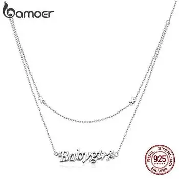 BAMOER из стерлингового серебра 925 пробы, изысканное двойное ожерелье с бабочкой и «маленькой девочкой» для женщин, ювелирные украшения 925 silver