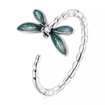 BAMOER из стерлингового серебра 925 пробы, изысканное регулируемое открытое кольцо в стиле ретро со стрекозой для женщин, ювелирные изделия 925 silver серебряный