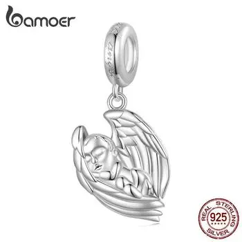 BAMOER из стерлингового серебра 925 пробы, изысканные детские очаровательные бусины с ангелочком для женщин, оригинальный браслет и подвески, ювелирные изделия 925 silver серебряный