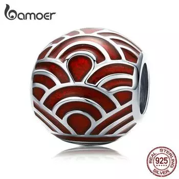 Bamoer из стерлингового серебра 925 пробы, китайские красные бусины-фонарики, подвеска на удачу, подходит для оригинального браслета-подвески Pendant