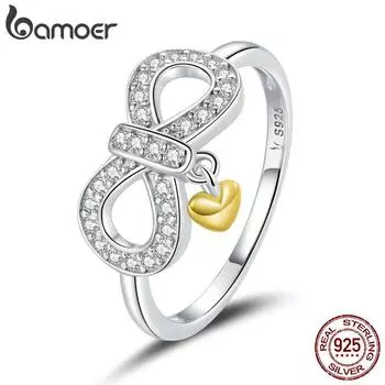 BAMOER из стерлингового серебра 925 пробы, классическое романтическое женское кольцо с символом бесконечности, размеры 6,7,8 6