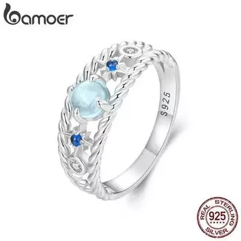 BAMOER из стерлингового серебра 925 пробы, кольцо со звездой, кольцо на палец со звездой для женщин, изысканное ювелирное изделие для вечеринки, подарок 6 серебряный