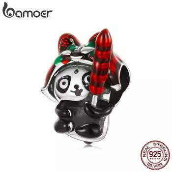 BAMOER из стерлингового серебра 925 пробы, нежная шляпа тигра, подвесная бусина в виде панды, подходит для оригинального браслета 3 мм, женские ювелирные изделия 925 silver