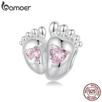 BAMOER из стерлингового серебра 925 пробы, очаровательные бусины с изображением следа любви для женщин, изготовление ювелирных изделий, подвеска из стерлингового серебра 925 пробы для оригинального браслета SCC2799