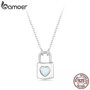 Bamoer из стерлингового серебра 925 пробы, ожерелье с кулоном в форме сердца, белая ракушка, цепочка на шею для женщин, ювелирные изделия на День святого Валентина, подарок BSN377