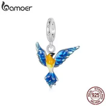 BAMOER из стерлингового серебра 925 пробы, подвеска в виде летящей птицы, висячие подвески, бусины для браслета, ожерелье, женские персонализированные подарочные ювелирные изделия SCC2821