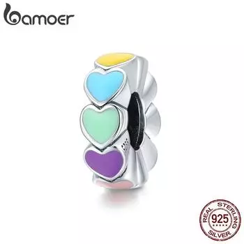 BAMOER из стерлингового серебра 925 пробы, подвеска, красочная радуга, конфеты, мед, любовь, очаровательная бусина для оригинального браслета, браслета 925 silver