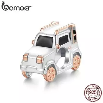 Bamoer из стерлингового серебра 925 пробы, подвески в виде джипа, автомобильные бусины для женщин, браслет и ожерелье, аксессуары «сделай сам», розовое золото, ювелирные украшения, подарок SCC2711