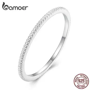 BAMOER из стерлингового серебра 925 пробы, простое штабелируемое кольцо, минималистское кольцо «Вечность», посеребренное для женщин, ювелирное изделие, подарок 6