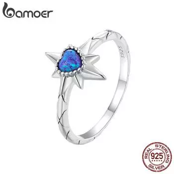 BAMOER из стерлингового серебра 925 пробы с фиолетовым опалом в форме сердца, астральное кольцо для женщин, оригинальный дизайн ювелирных изделий 6