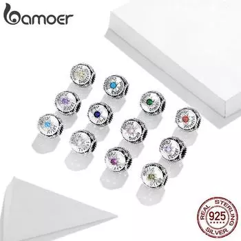 BAMOER из стерлингового серебра 925 пробы, счастливые двенадцать созвездий и блестящий камень, очаровательные бусины, подходят для оригинального браслета 3 мм, ювелирные изделия своими руками Aries