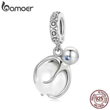BAMOER из стерлингового серебра 925 пробы, серия Ocean, подвески в виде ракушки осьминога, подвеска из бисера, подходит для женщин, браслет и браслет для самостоятельного изготовления, ювелирные изделия 925 silver