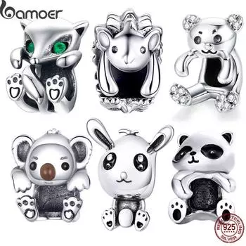 BAMOER из стерлингового серебра 925 пробы, уникальный подвесок в виде животных для женщин, изготовление ювелирных изделий, оригинальный браслет E