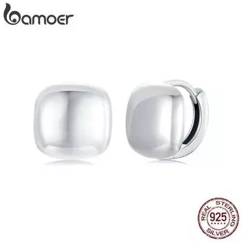 BAMOER, изящные массивные квадратные серьги-кольца из стерлингового серебра 925 пробы для женщин, белое золото, гипоаллергенные легкие ювелирные изделия, подарок