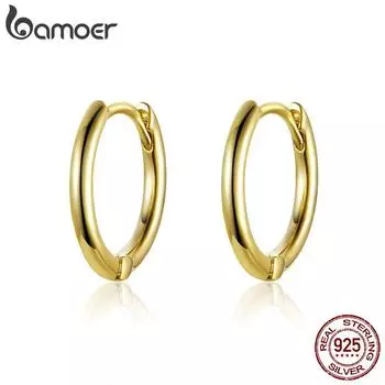 BAMOER Классические новые серьги-гвоздики из стерлингового серебра 925 пробы, простые круглые серьги-гвоздики для женщин, модные украшения SCE558