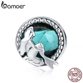 BAMOER Лидер продаж стерлингового серебра 925 пробы Русалка недостающие круглые подвески бусины подходят для женщин браслеты SCC894