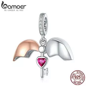 BAMOER Лидер продаж стерлингового серебра 925 пробы ключ сердца открытый и закрытый кулон Подвески подходят для женщин браслеты SCC844