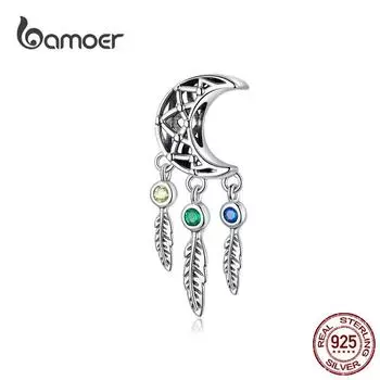 Bamoer металлические бусины со звездами в богемном стиле для изготовления ювелирных изделий, подвеска с кисточкой и перьями, подходит для браслета SCC1232