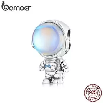 BAMOER милые подвески-космонавты из стерлингового серебра 925 пробы, оригинальный дизайн, подвеска, подходит для базового браслета, женские ювелирные изделия из стерлингового серебра 925 silver